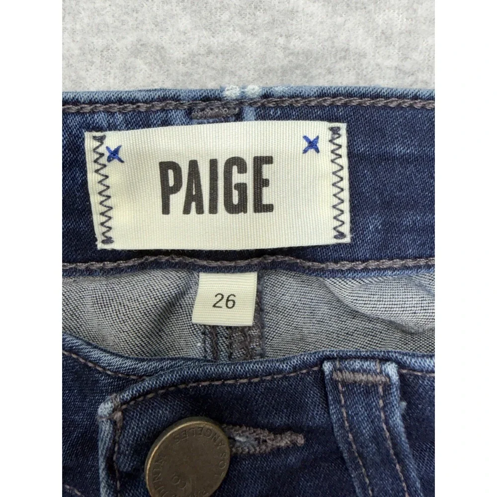Paige High Rise Bell Canyon Jeans Womens 26x29.5 Dark Wash Flare Stretch Denim